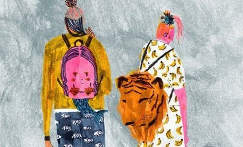 Freunde mit Rucksäcken