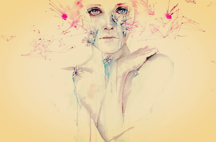 Frau mit geometrischen Formen