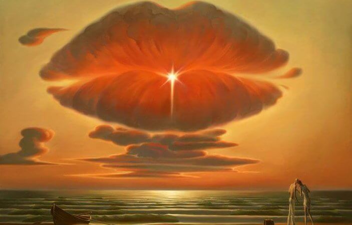 Wolken bilden Kussmund