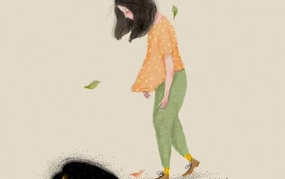 Trauriges Mädchen läuft im Wind