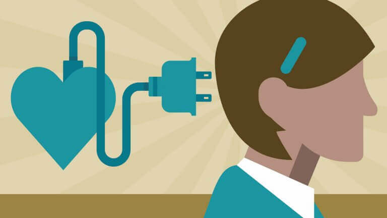 Herz in Form eines Steckers Richtung Verstand