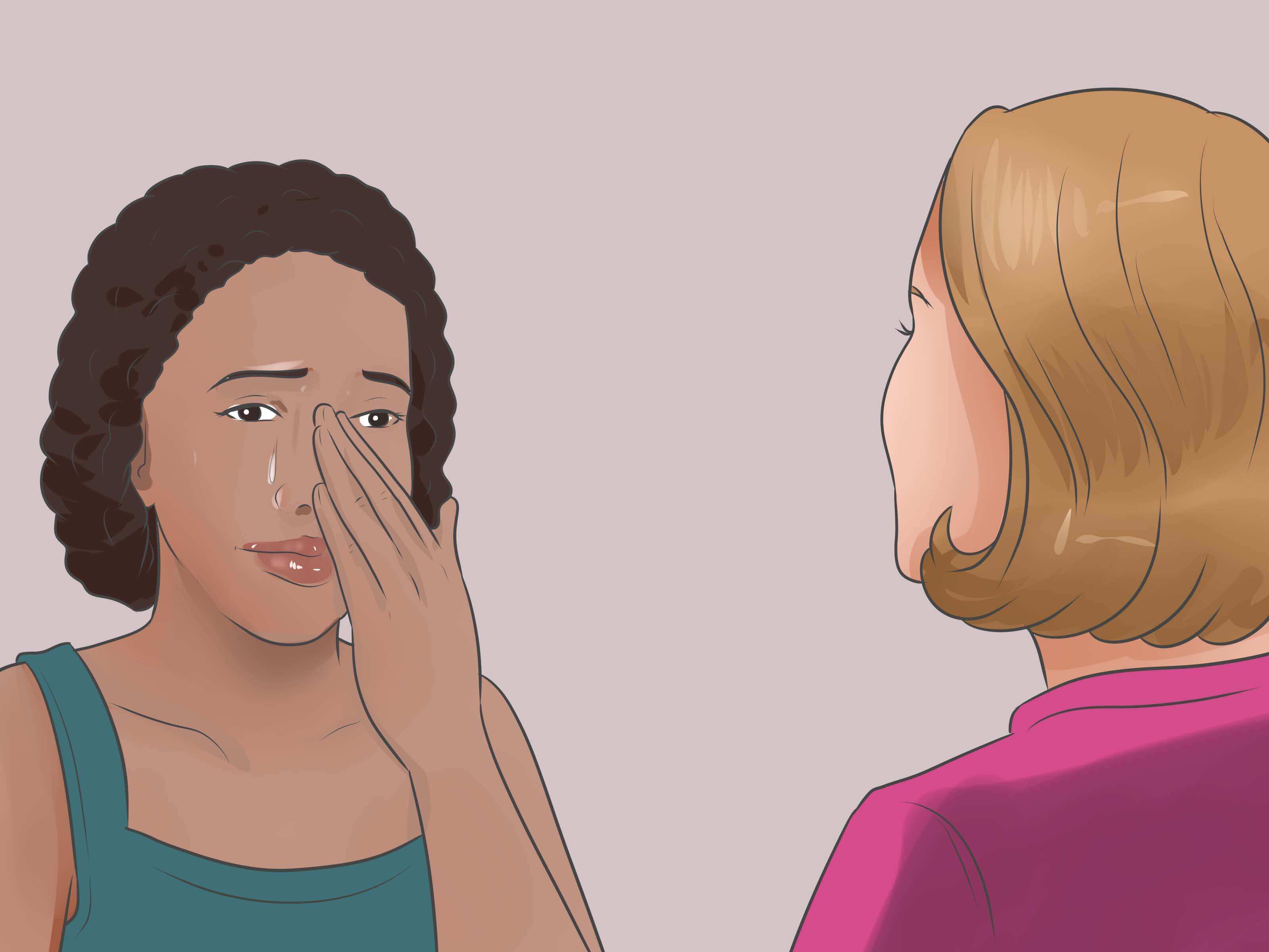 Zeichnung zweier Frauen, von denen eine weint.