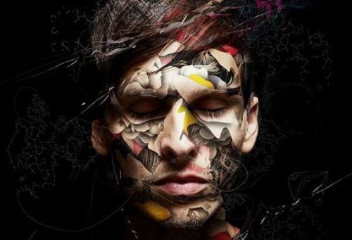 Gesicht eines Mannes mit unterschiedlichen Strukturen