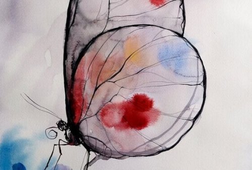 Schmetterling mit Farbklecksen