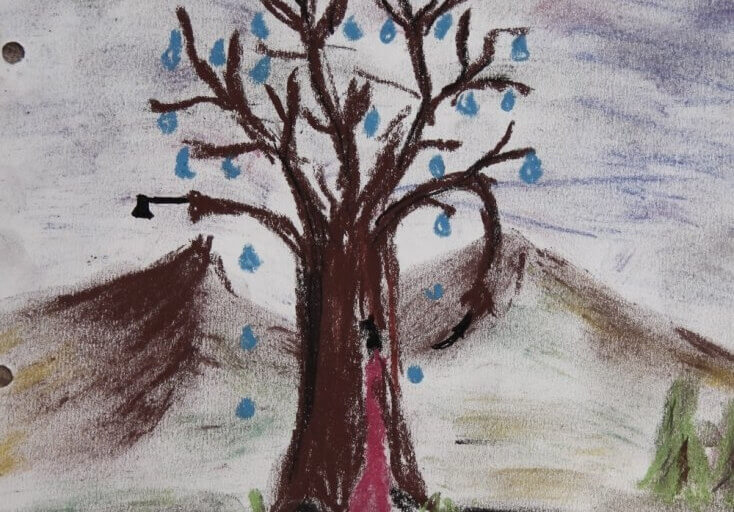 Gezeichneter Baum mit Blättern