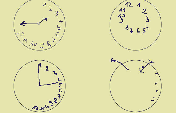 Verschiedene gezeichnete Uhren