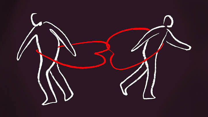 Herzen ketten Partner aneinander