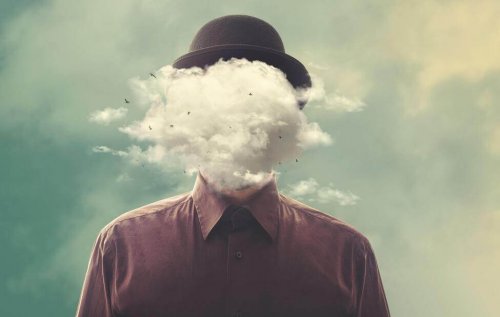 Mann mit Wolke vor dem Gesicht