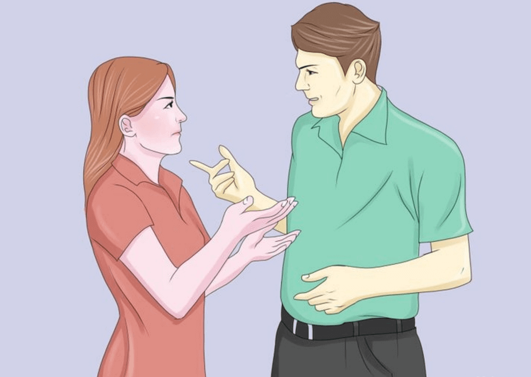 Zeichnung eines Paares, das sich gerade mitten in einem Streit befindet.