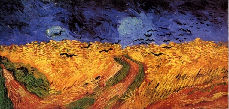 Van Gogh malt gelbe Felder und blauen Himmel