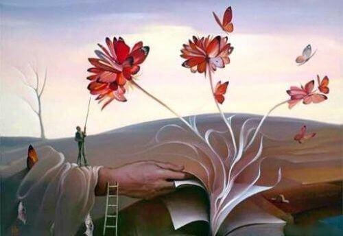 Buch mit roten Blumen