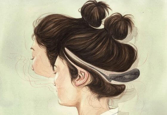 Frau mit zwei Gesichtern