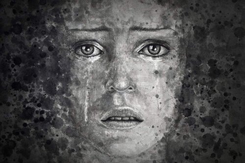 Gesicht einer weinenden Frau