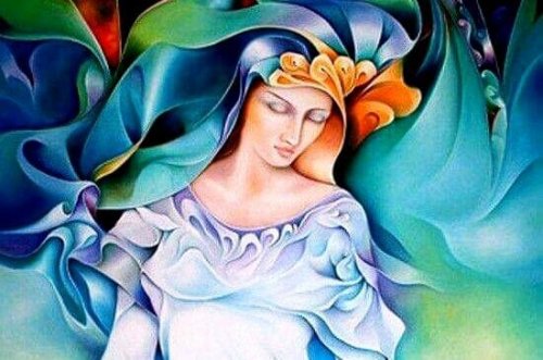 Bunte Zeichnung einer Frau