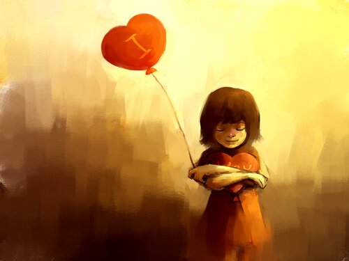 Kind mit einem Herzluftballon
