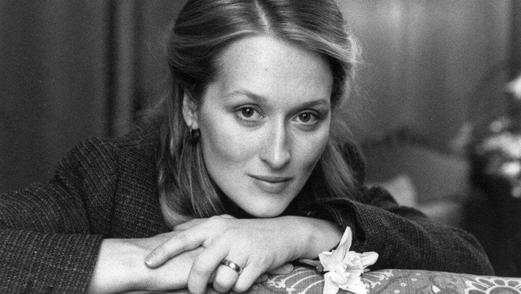 Schwarz-Weiß-Bild von Meryl Streep