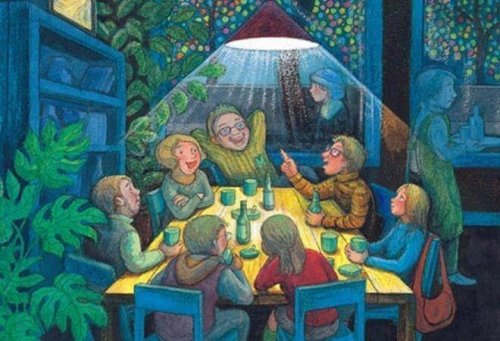 Familie am Esstisch