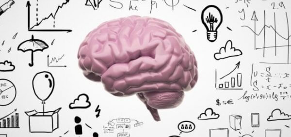 Bild eines Gehirns umgeben von Symbolen
