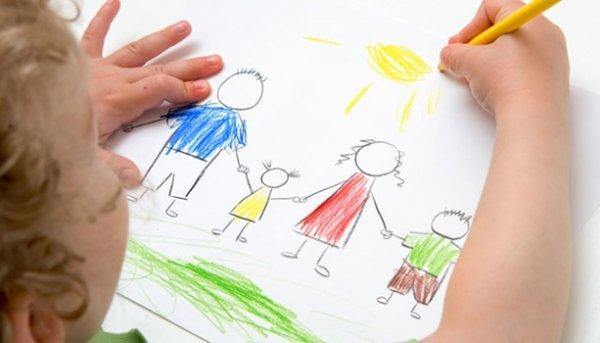 Kind zeichnet seine Familie