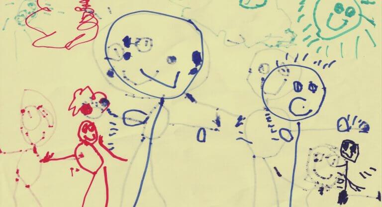Von einem Kind gezeichnete Familie