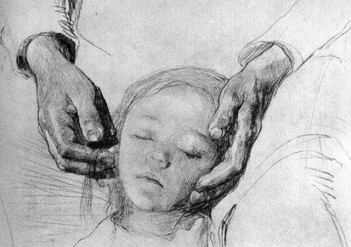 Zeichnung eines Elternteils mit Tochter