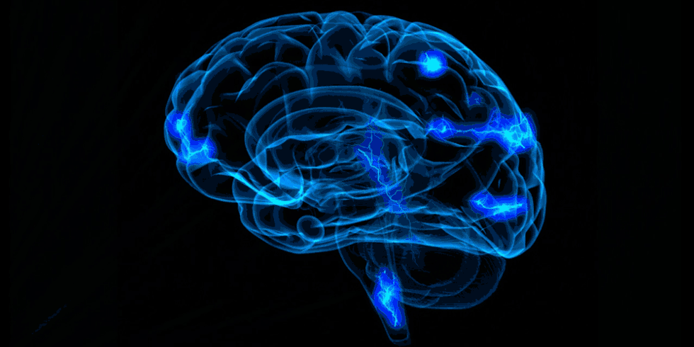 Gehirn mit blauen Neuronen