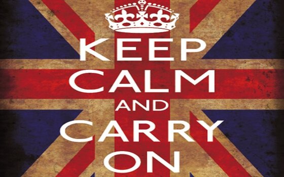Ein englisches Plakat: Keep calm and carry on.