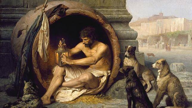 Diogenes in einem Fass