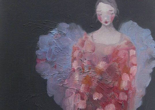 Ein Gemälde einer verzweifelten und traurigen Frau