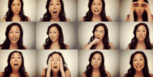 Fotos einer Frau mit vielen verschiedenen Emotionen