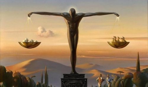 Eine Statue, die Gerechtigkeit symbolisiert