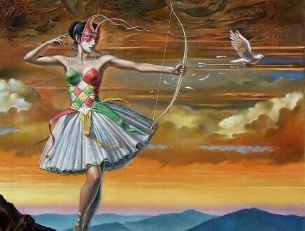 Frau mit Pfeil und Bogen