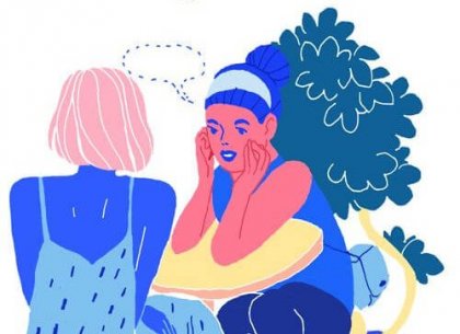 Zwei Frauen unterhalten sich über die Theorie der menschlichen Kommunikation