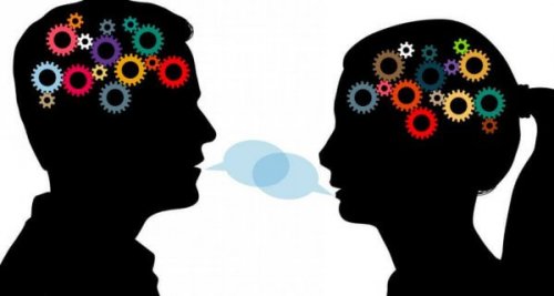 Darstellung zweier kommunizierender Gehirne