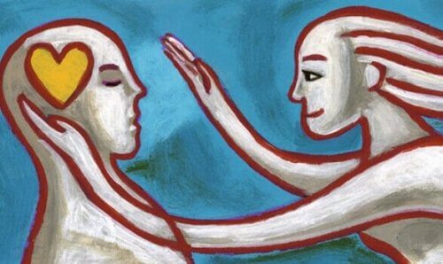 Zeichnung eines Mannes und einer Frau, das Mitgefühl symbolisieren soll