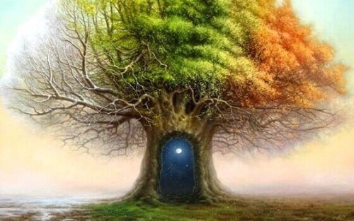 Der Waldtest gibt Aufschluss über die Psyche, wie diese Tür, die in einen Baum führt