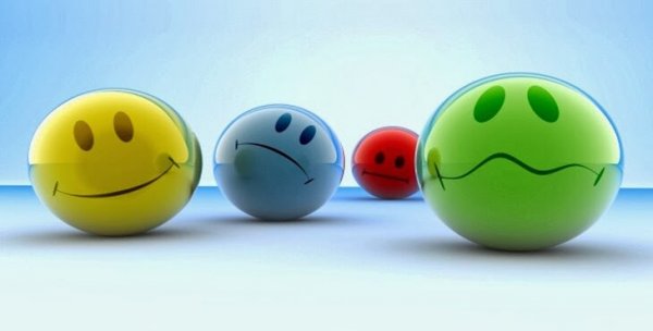 Eine Reihe von Smileys, die unterschiedliche Emotionen versinnbildlichen
