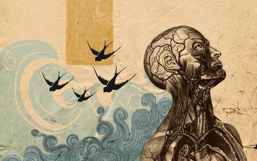 Illustration eines aufschauenden Mannes