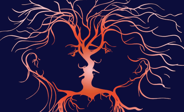 Profil eines Paares, das sich anschaut