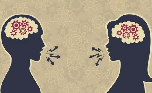Zwei Figuren kommunizieren als Symbol für ein gutes Gespräch