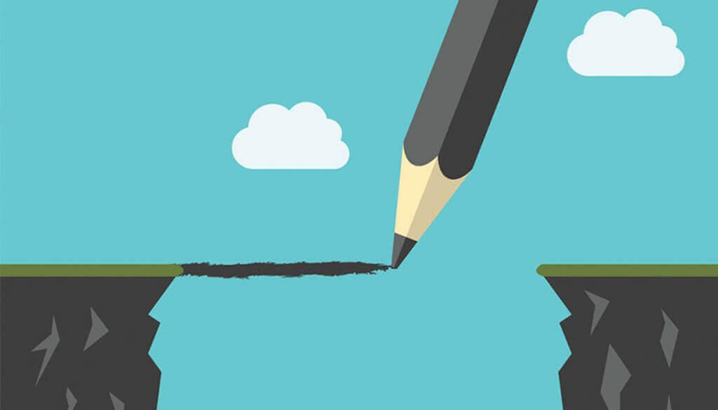 Stift, der eine Brücke zeichnet