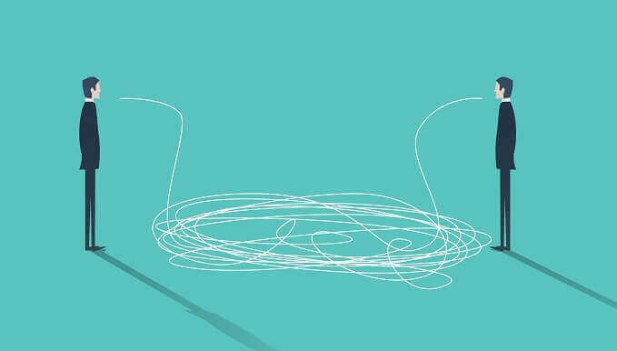 Zwei Menschen sind durch einen Faden miteinander verbunden