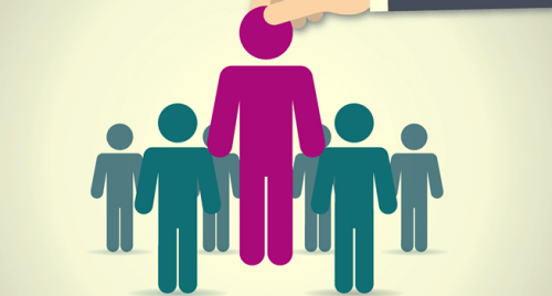 Zeichnung einer Gruppe von Figuren, die zusammen stehen.