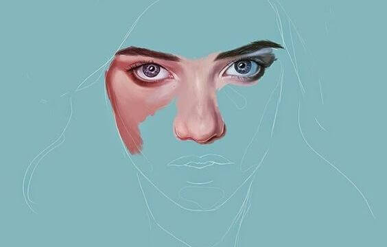 Gezeichnete Augen einer Frau