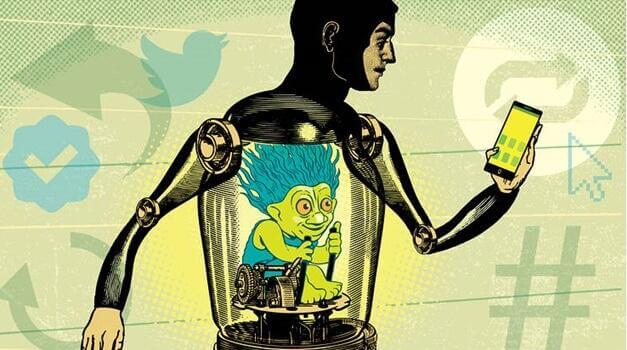 Mann schaut auf sein Handy