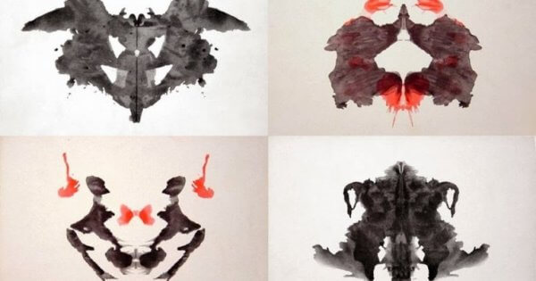 Vier Bilder des Rorschachtests.