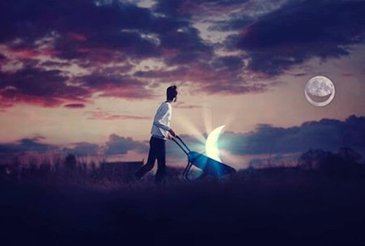 Ein Mann, der das Lächeln des Mondes stiehlt