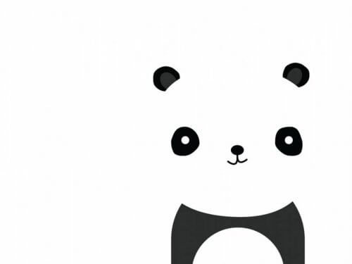 Shwarze unterschiedlich große Flecken deuten auf einen Panda hin.