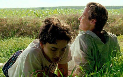 Oliver und Elio liegen gemeinsam im Gras - eine Filmszene aus "Call Me by Your Name"