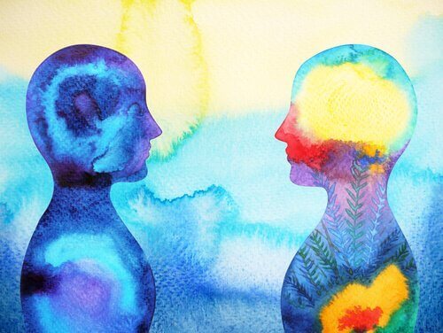 Aquarell von zwei Menschen, die sich gegenüberstehen